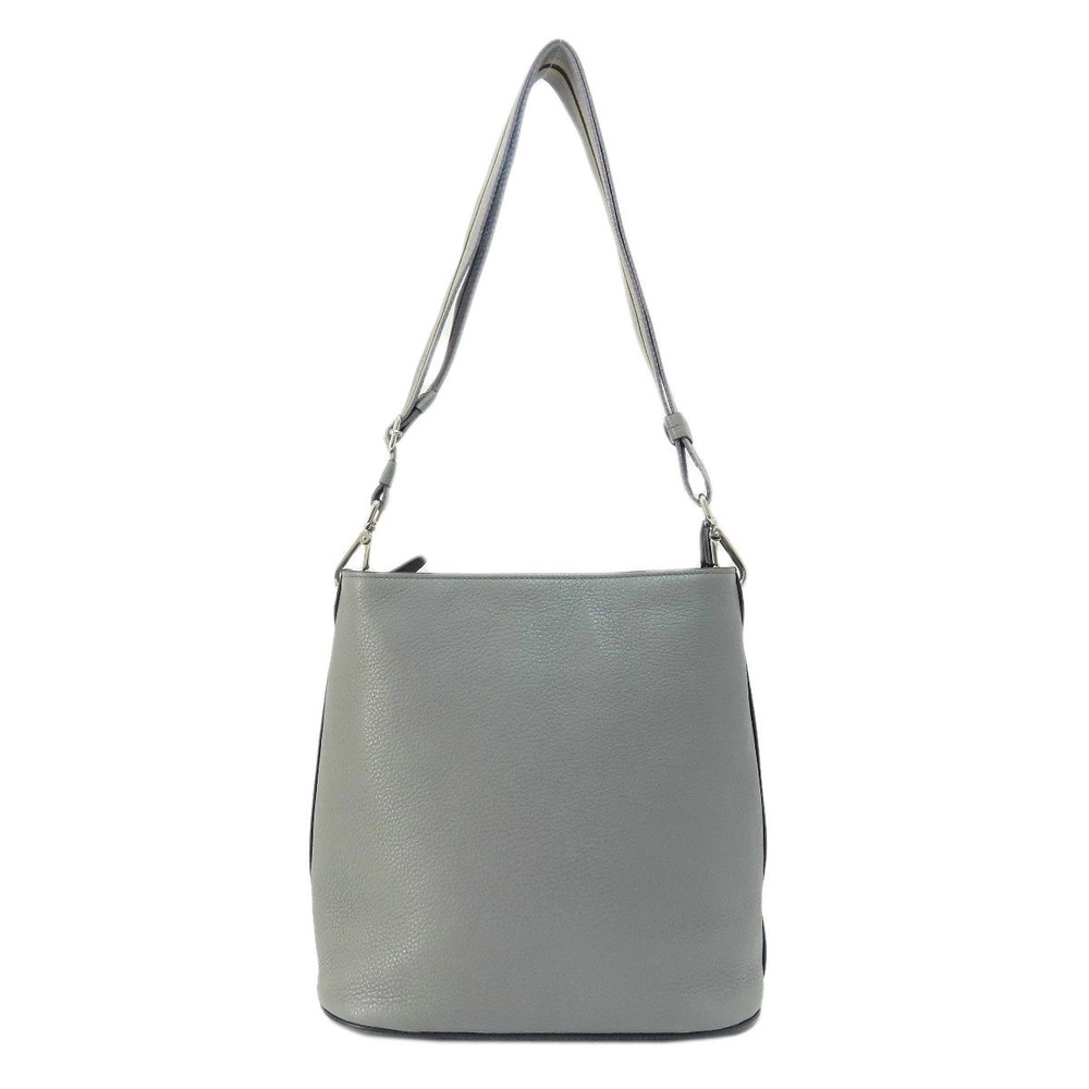 Prada Phenix Gray embossed Bag leather White logo Bucket Vitello Gray White
